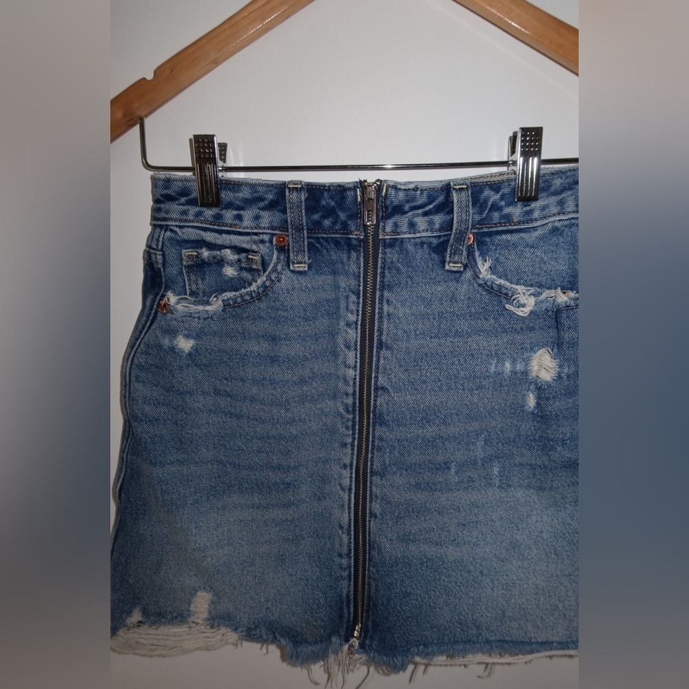 Abercrombie & Fitch Denim Mini Skirt Zip Up Size 24 - Picture 5 of 13